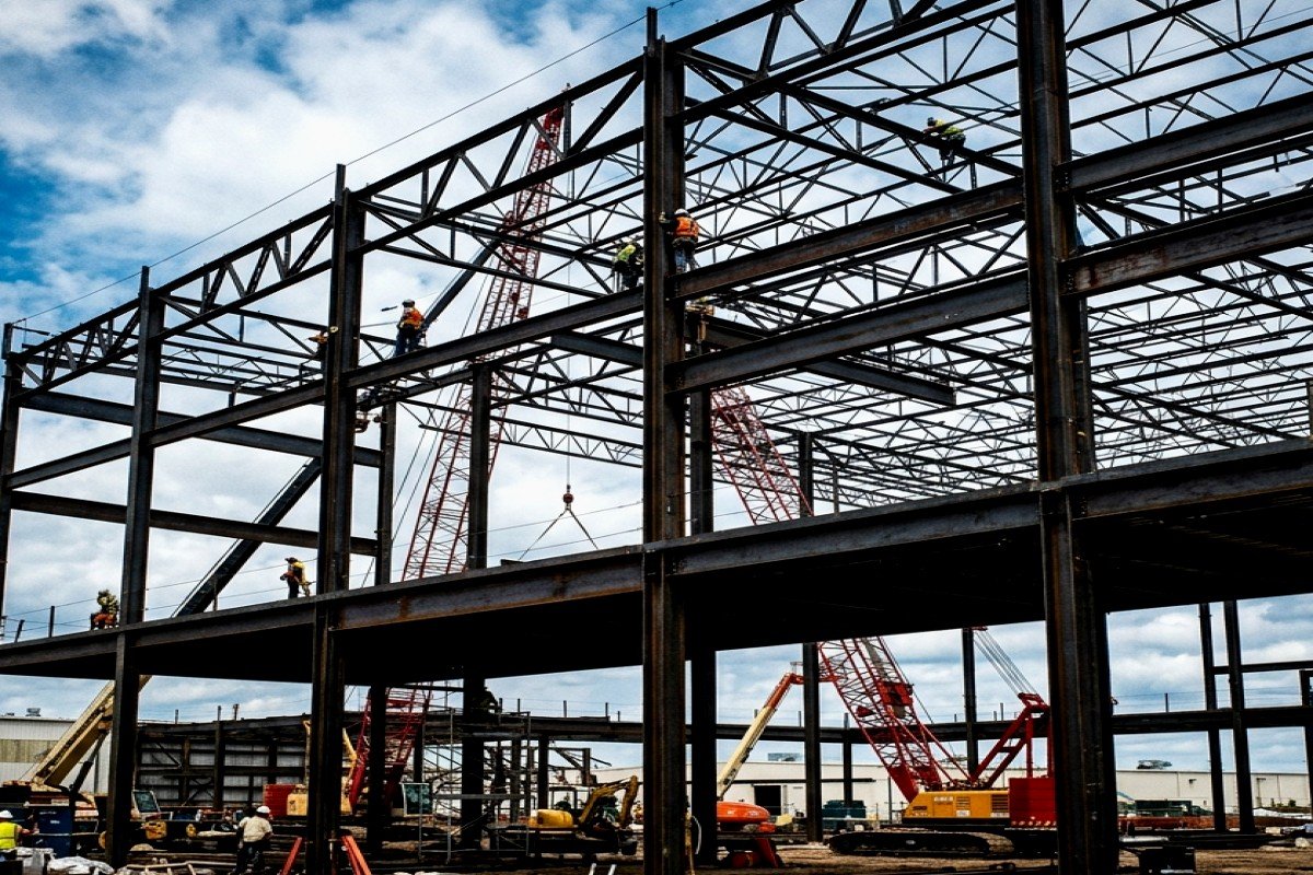 Structural Steel I-Beam Yard Stacking & Storage